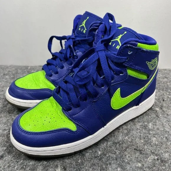 Nike Air Jordan 1 Retro High PS Kids Concord Electric Green Blue 705300-407 4.5Y - Picture 2 of 16